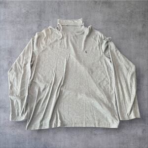 Polo Ralph Lauren Men’s XXL Gray Soft Cotton Turtleneck Long Sleeve Logo Shirt